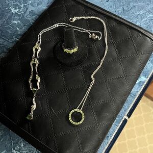 Elegant Silver and August Peridot Green Jewelry Set